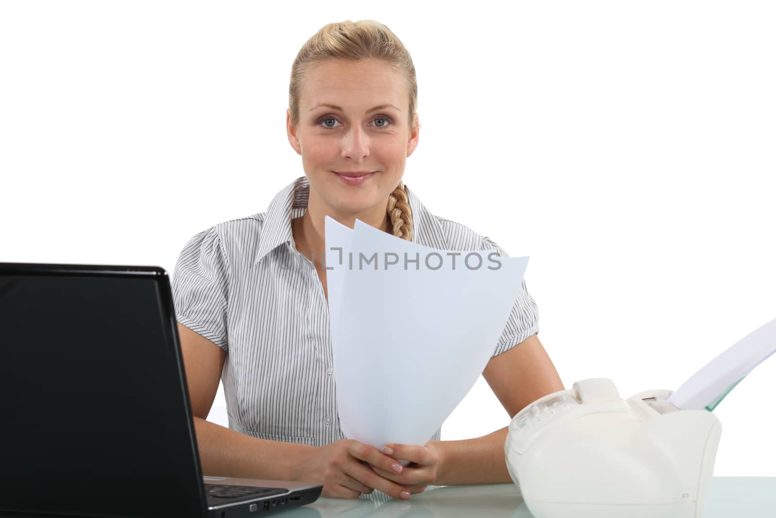 Woman working on laptop