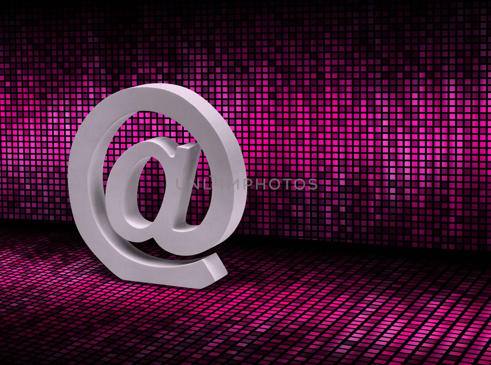 E-mail @ sign on pixel graphic background by anterovium