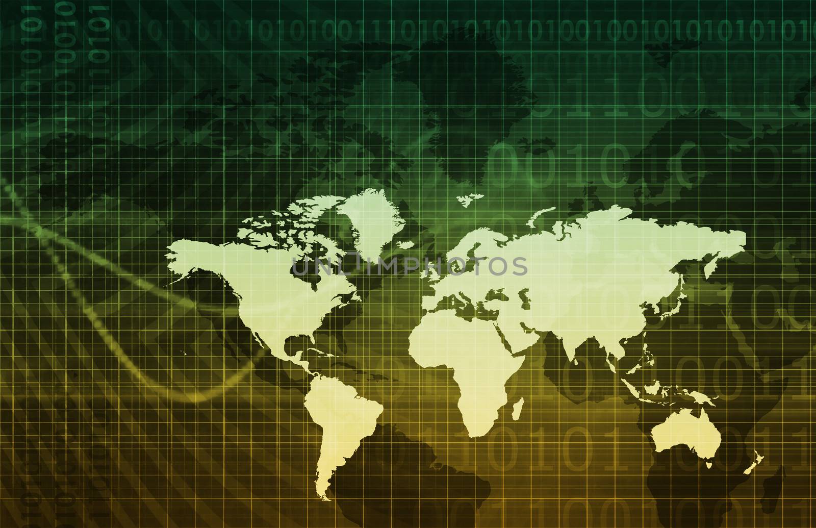 Business Technology Background With World Map Art