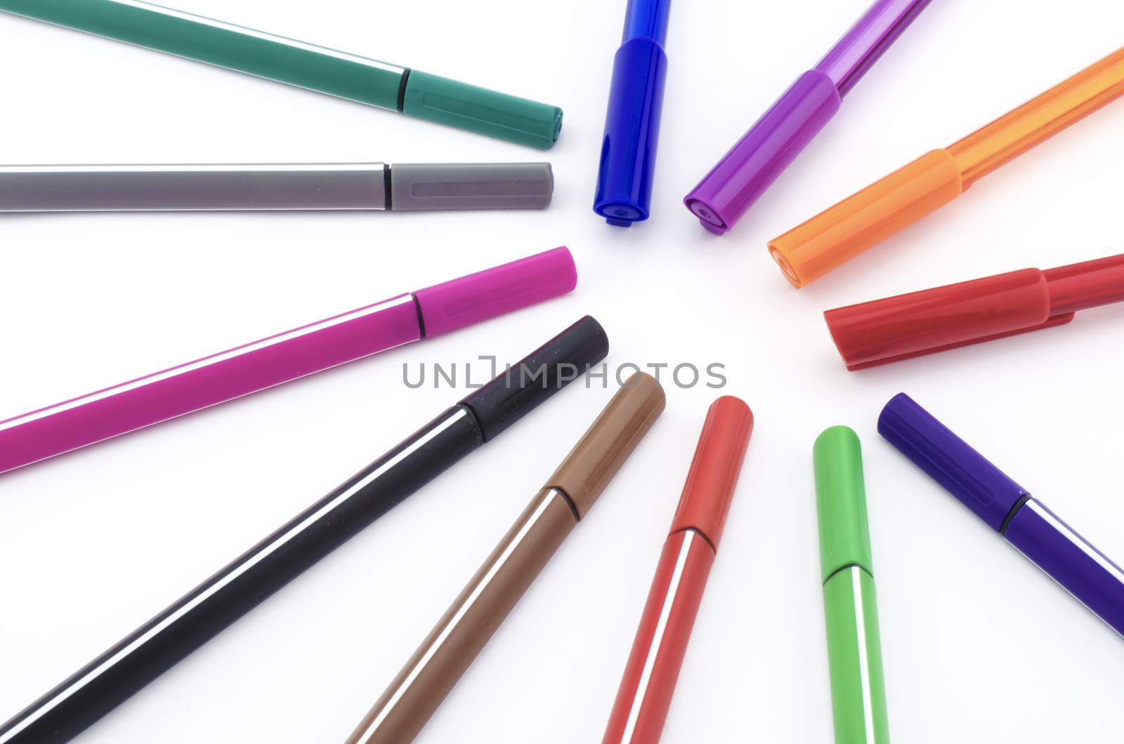 colorful pen isolated on white by ammza12