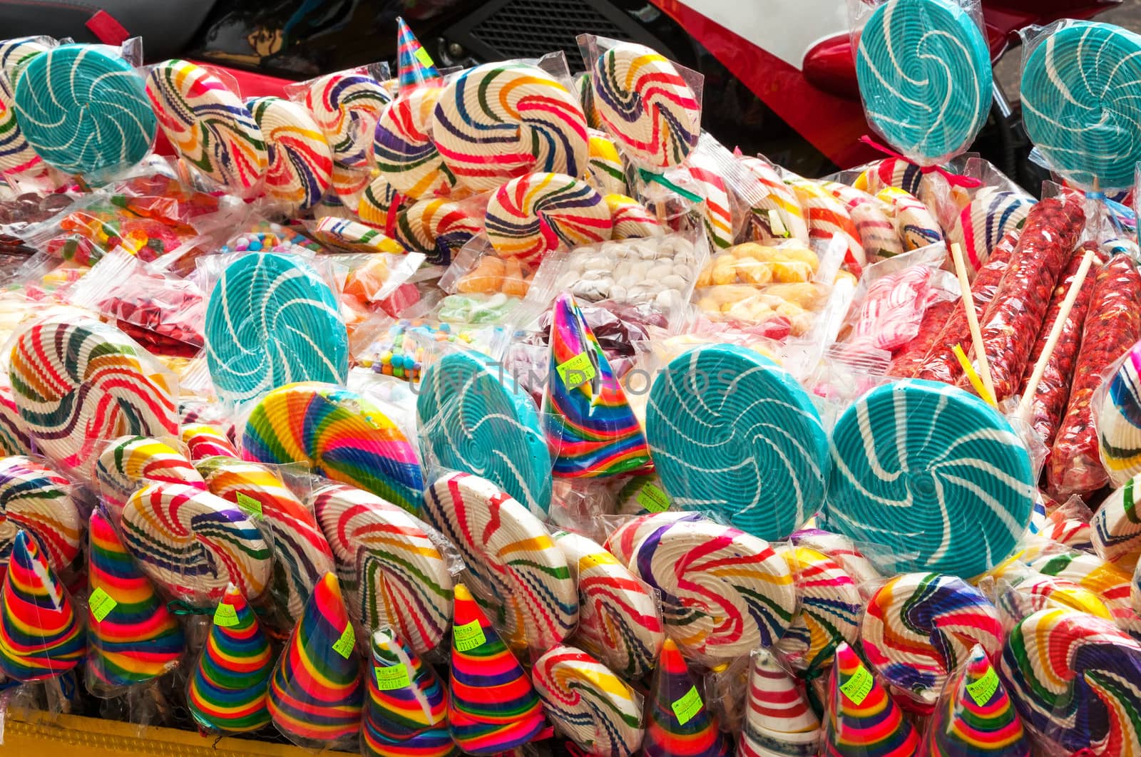 Different kinds of candy for sale in the street in San Cristobal de las Casas, Mexico