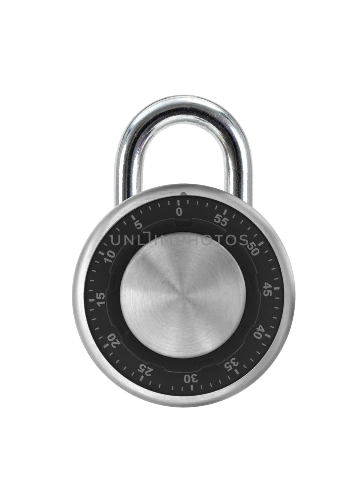 A Combination padlock isolated against a white background
