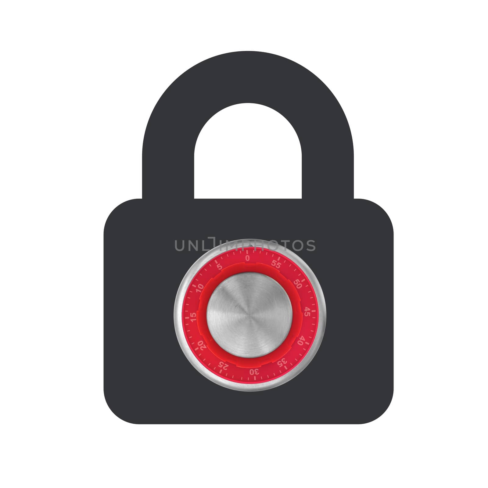 A Combination padlock isolated against a white background