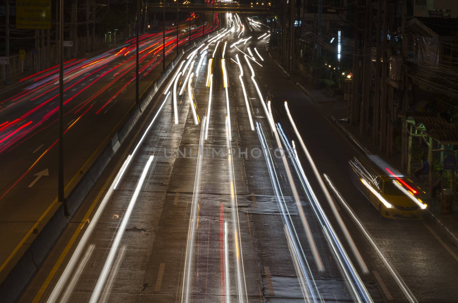 car lights at night in the city