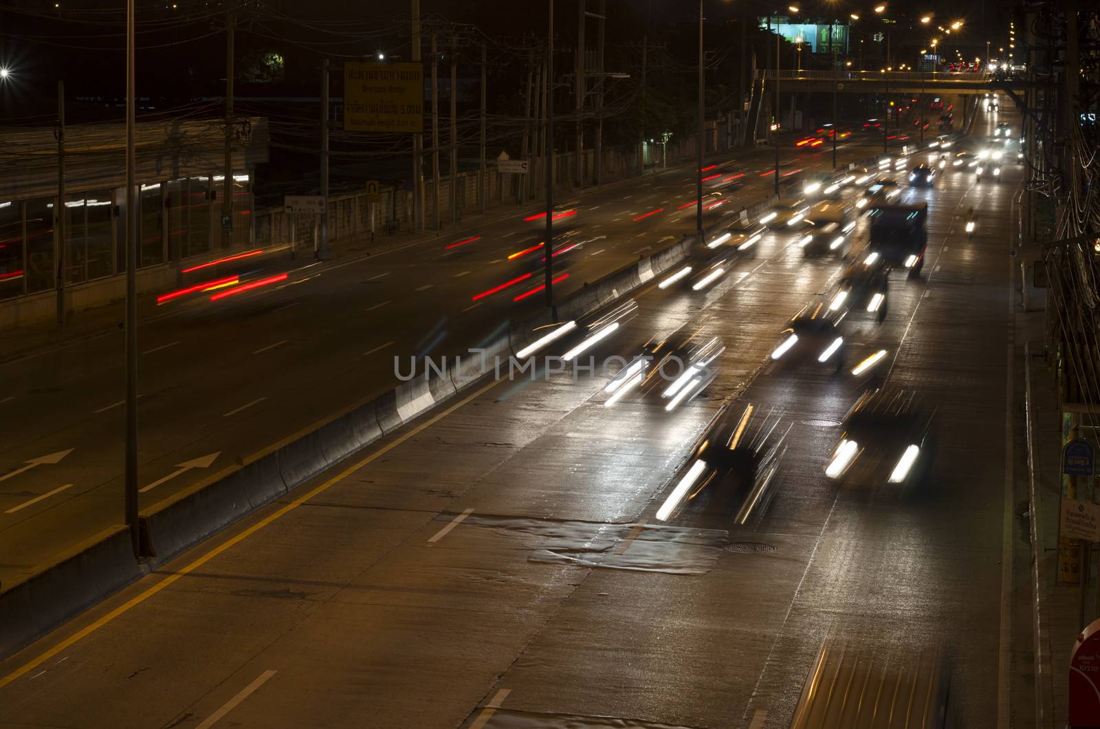 car lights at night in the city