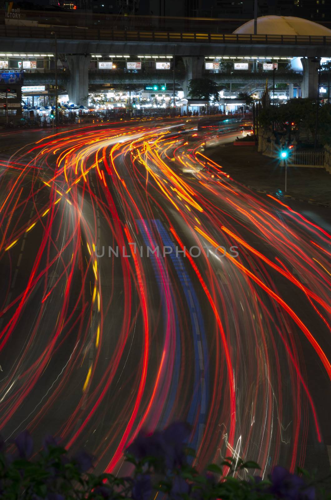 car lights at night in the city