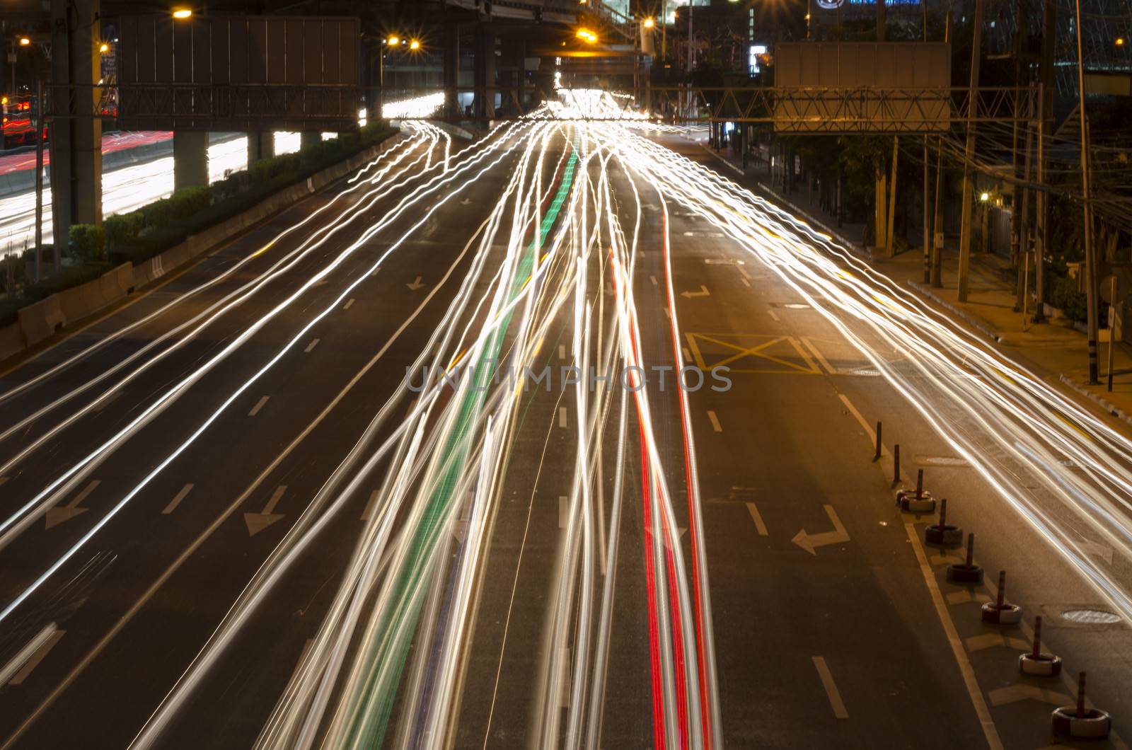 car lights at night in the city