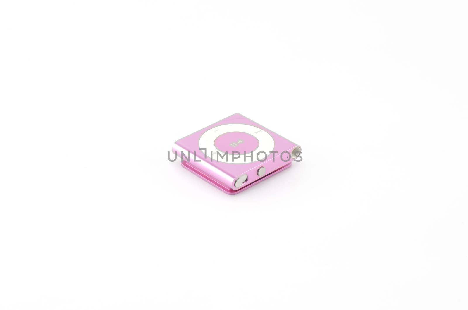 pink mp3 player isolated on white background