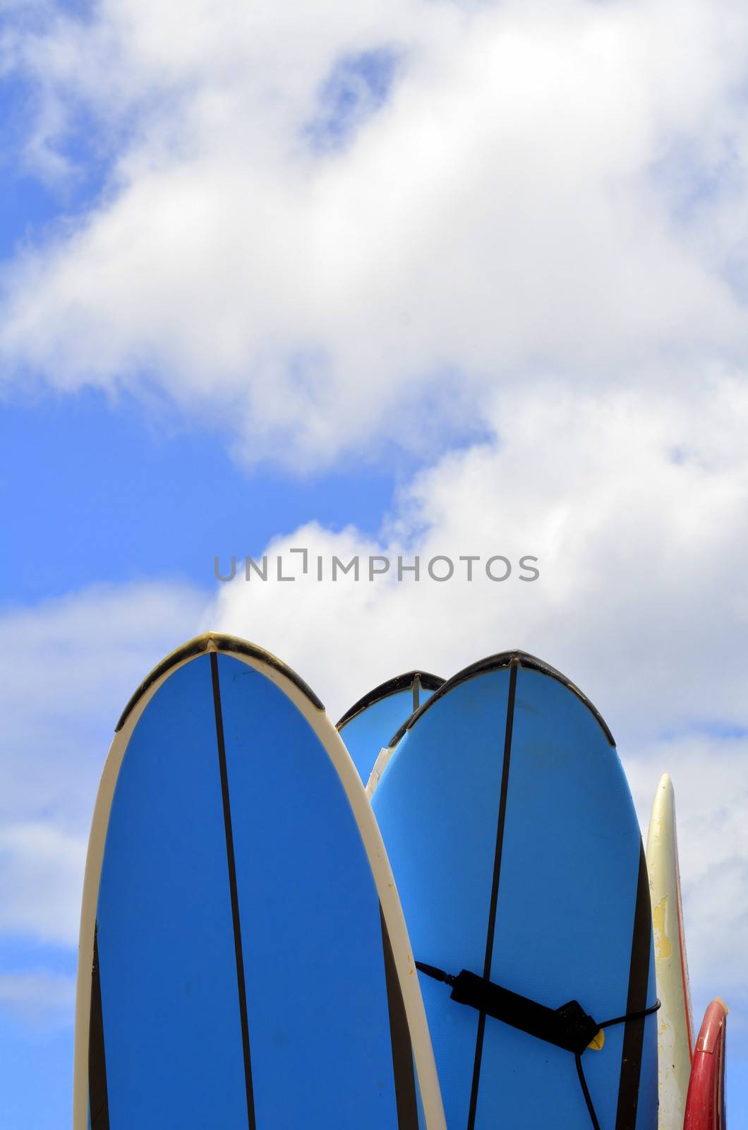 Vacation And Sport Image Of Surfboards With Copy Space