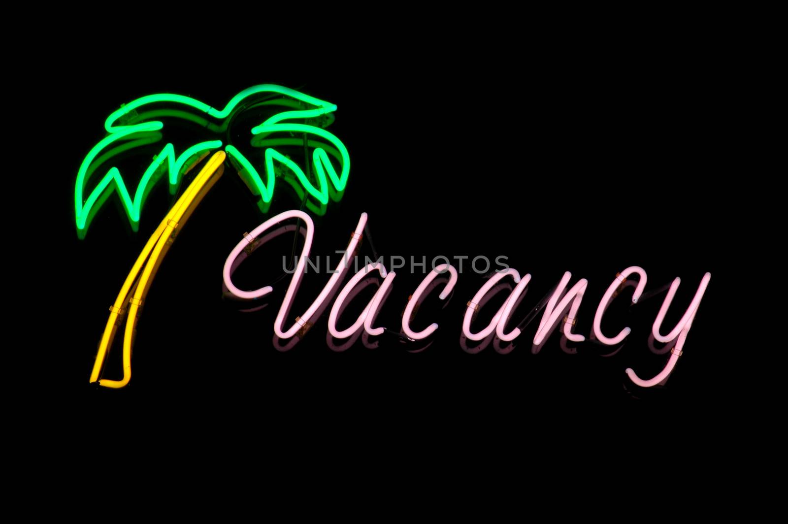 Vacation Image of a Neon Vacancy Sign at a Hotel or Motel Reception