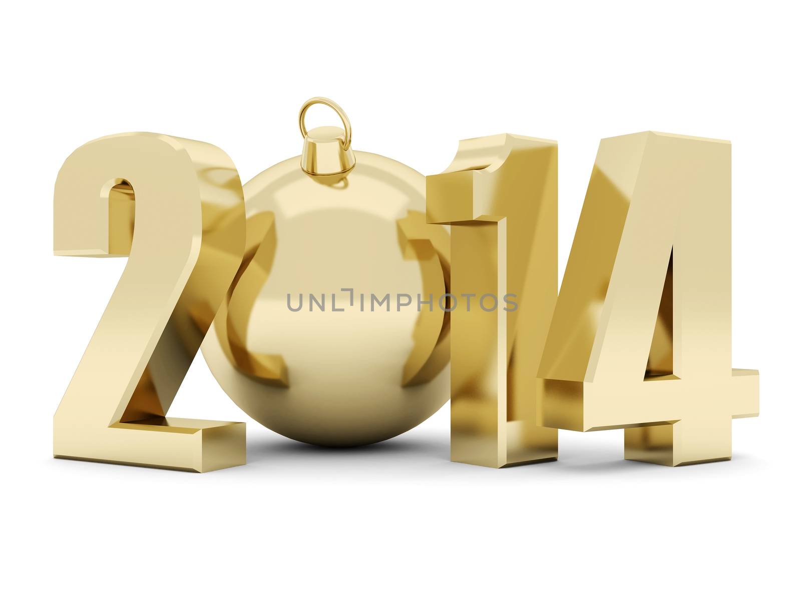 happy new year 2014 Illustrations 3d on a white background