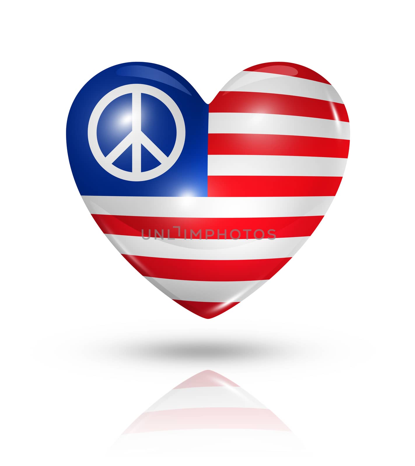 USA peace love symbol, heart flag icon by daboost