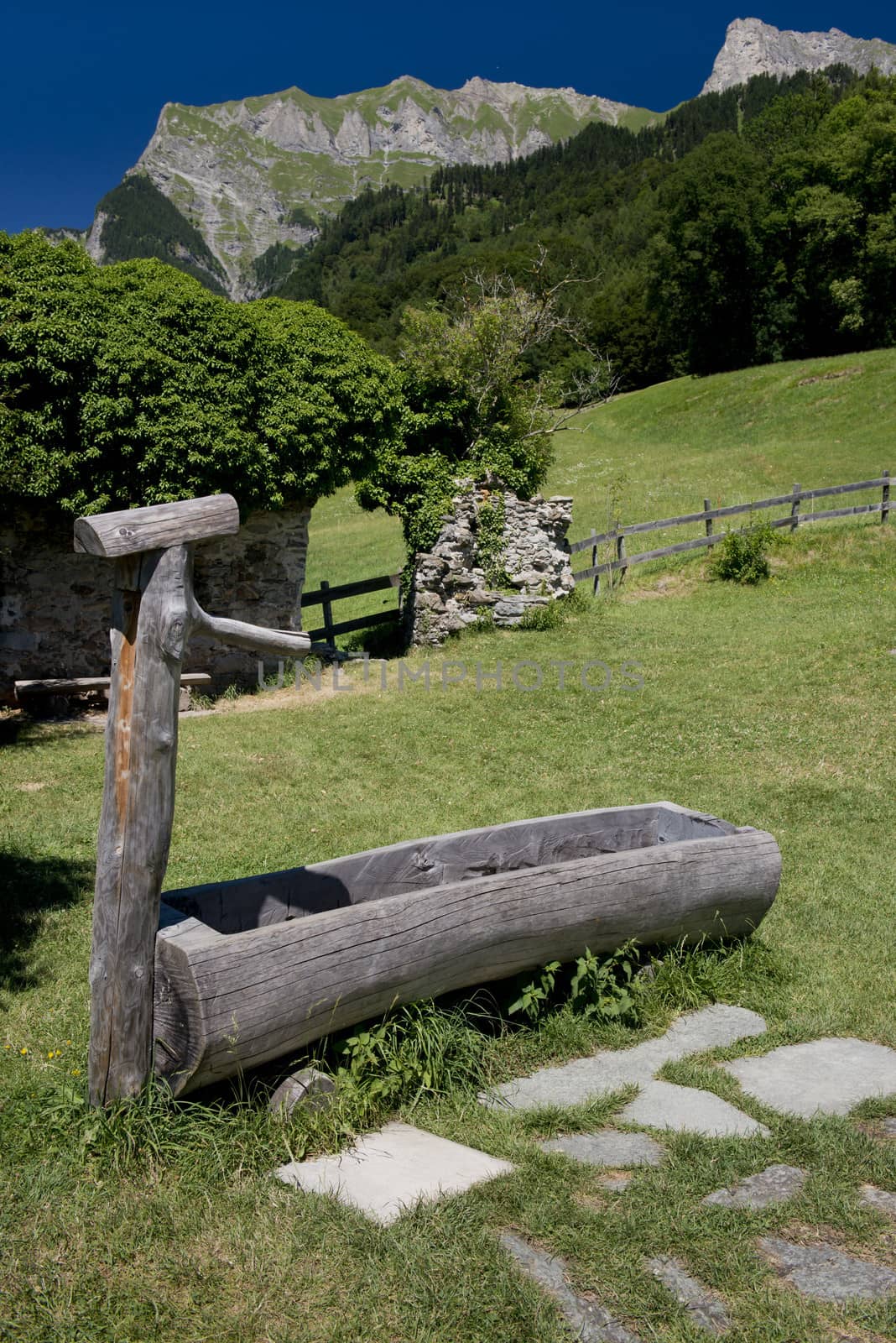 Fountain in Heidihaus in Maienfeld, Switzerland