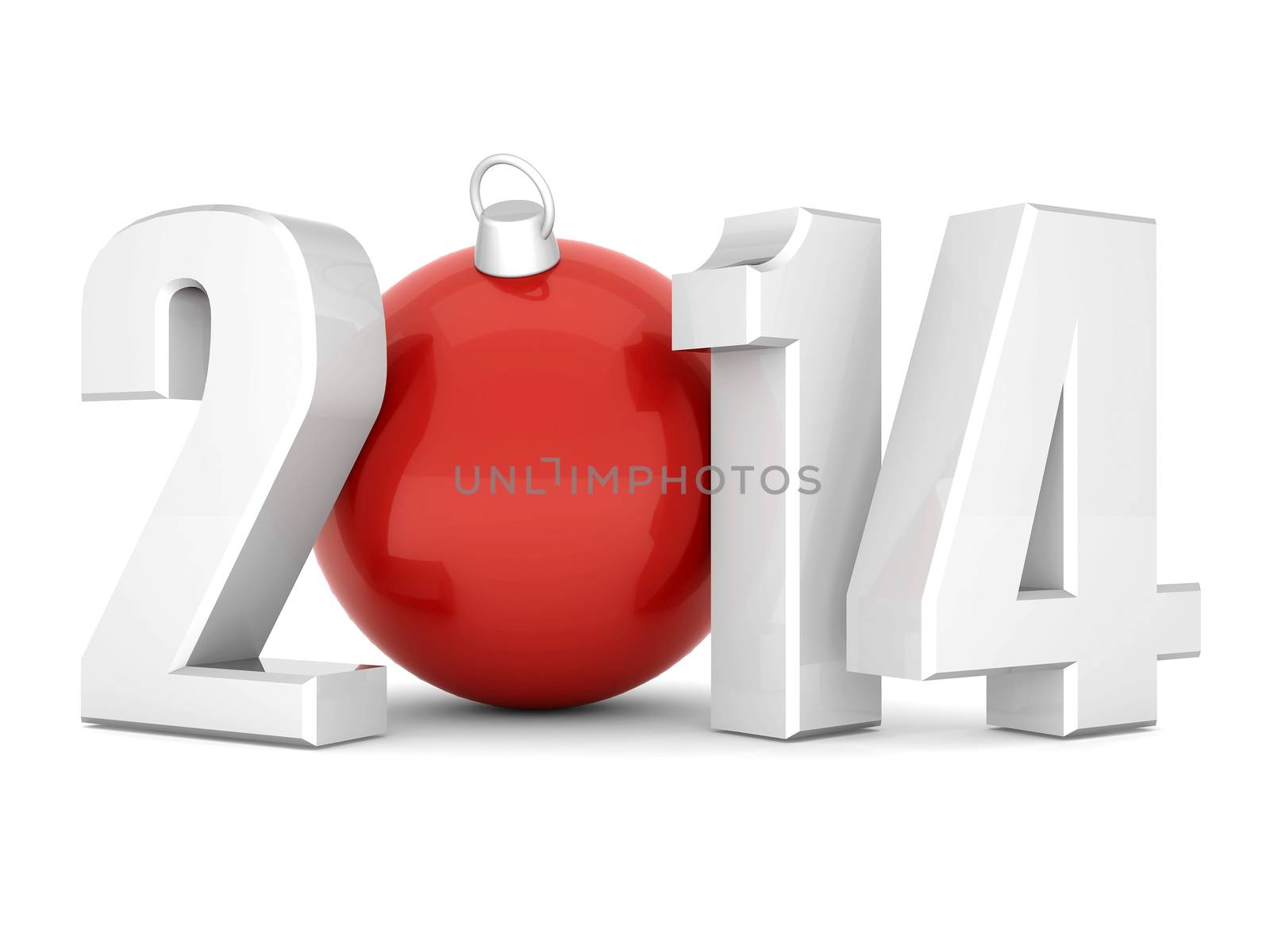 happy new year 2014 Illustrations 3d on a white background