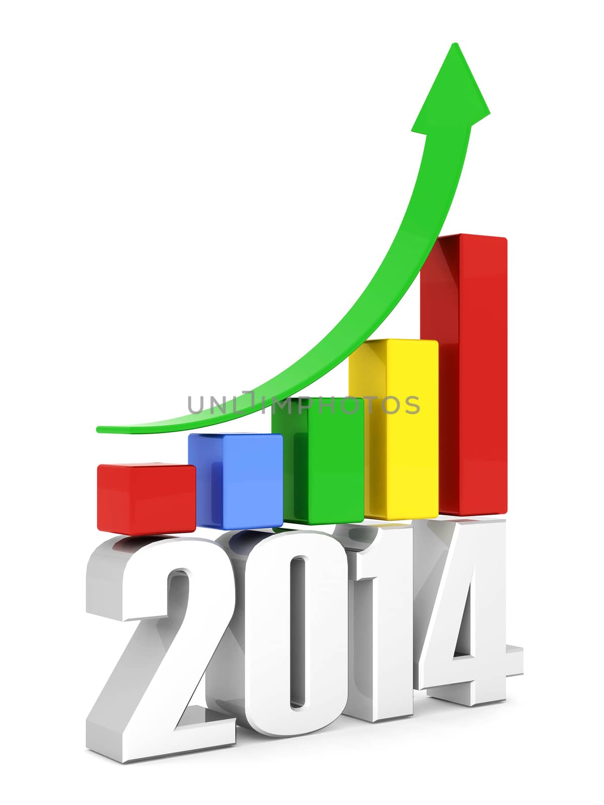 happy new year 2014 Illustrations 3d on a white background