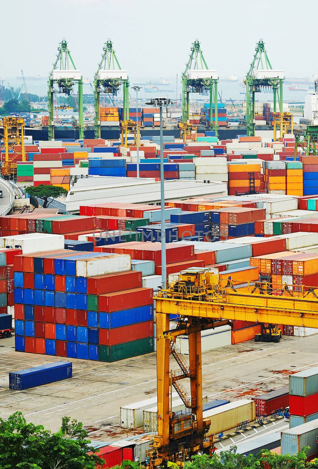 Singapore commercial port . It's the world's busiest port in terms of total shipping tonnage, it transships a fifth of the world shipping containers 