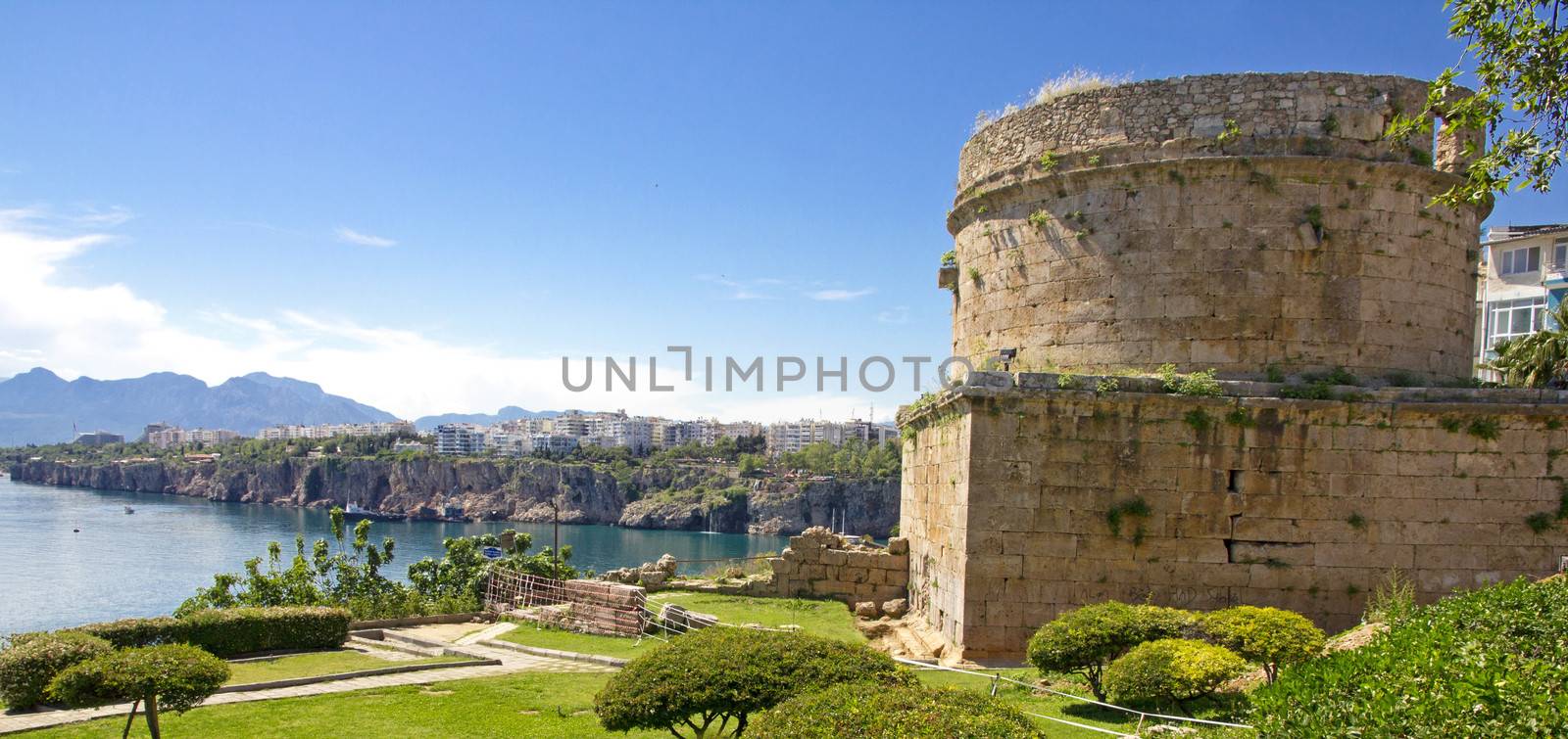 Turkey. Antalya town. Fortress. Beautiful view of harbor 