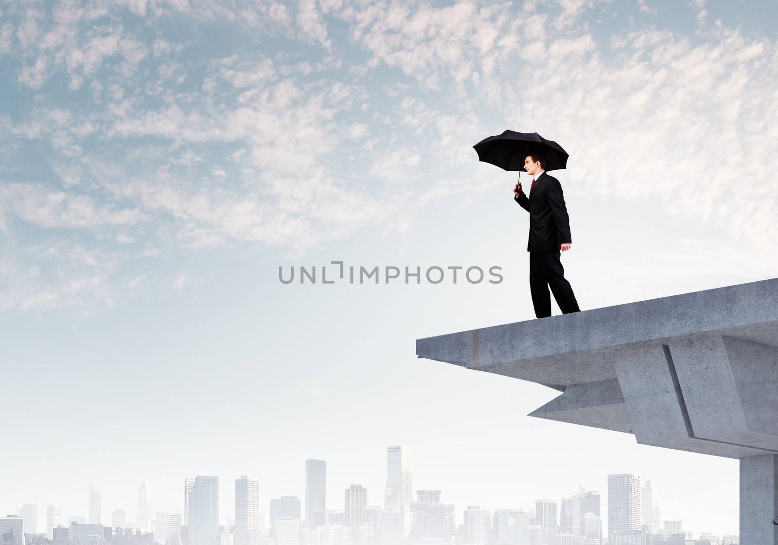 Businessman on bridge by sergey_nivens