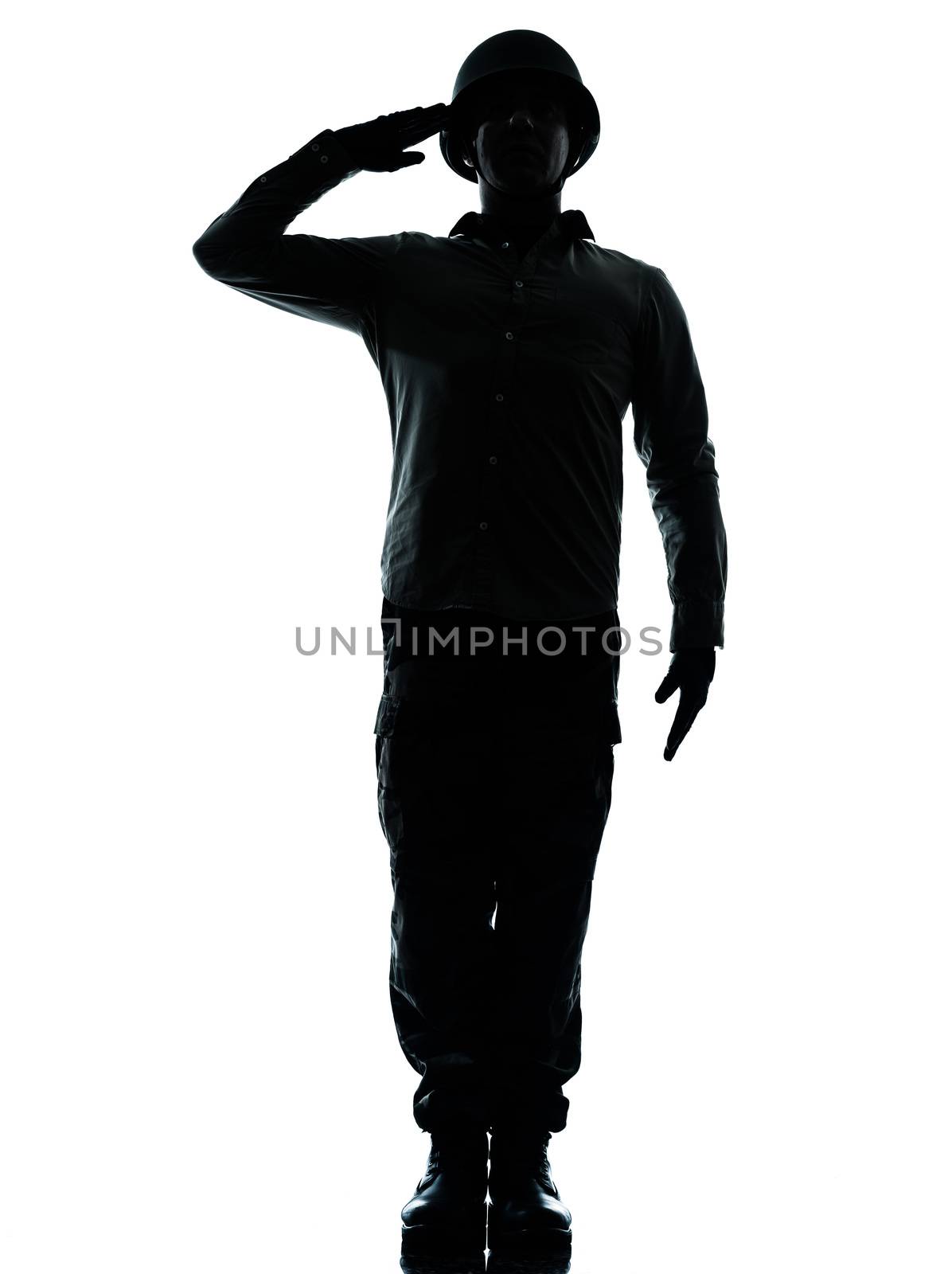 one caucasian army soldier man army soldier man saluting on studio isolated on white background