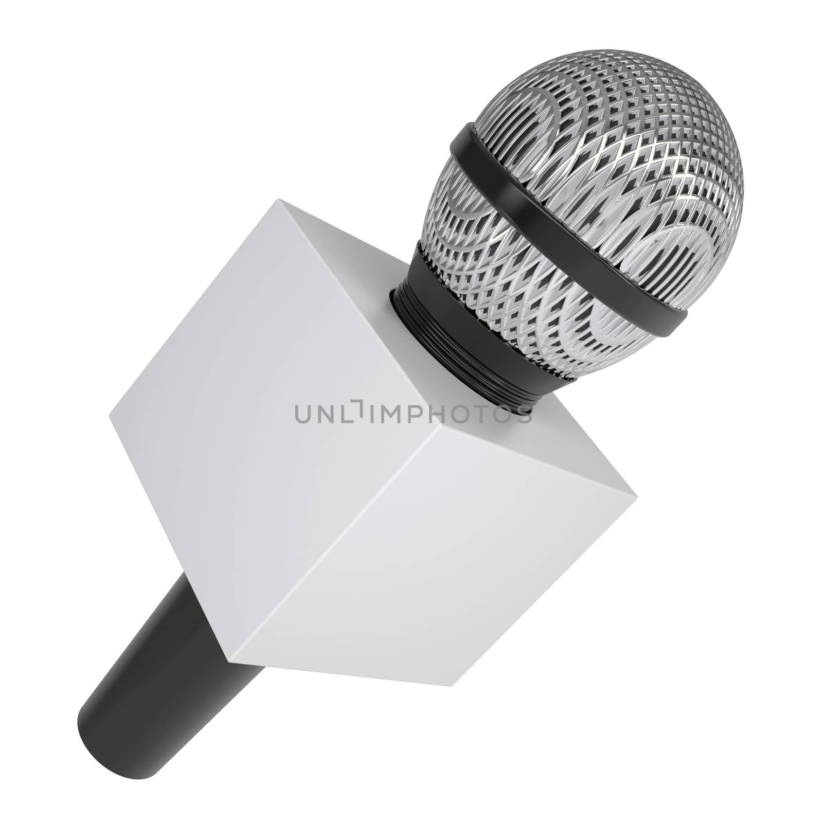 Television microphone with blank advertising cube by cherezoff