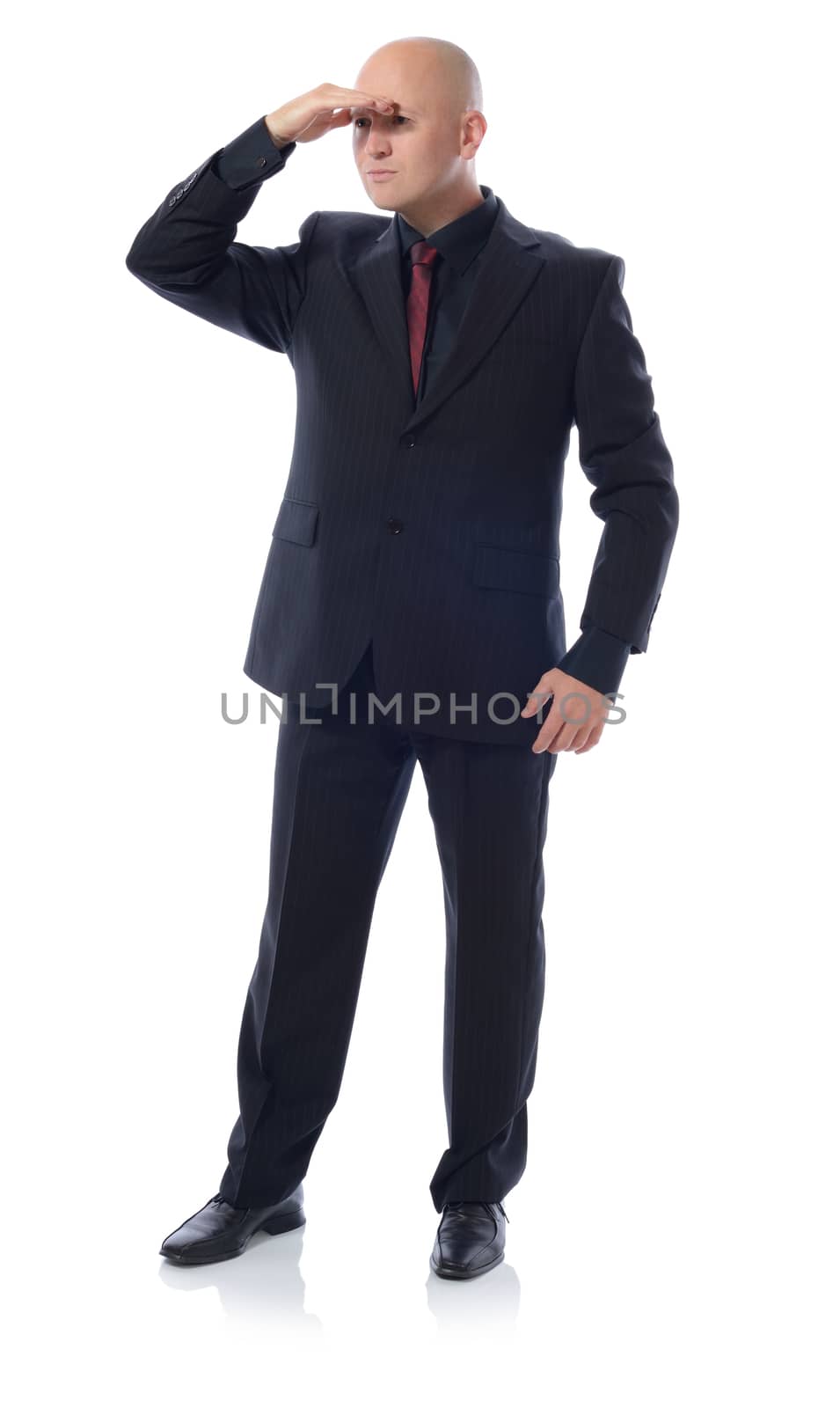 Man in suit looking isolated on white background