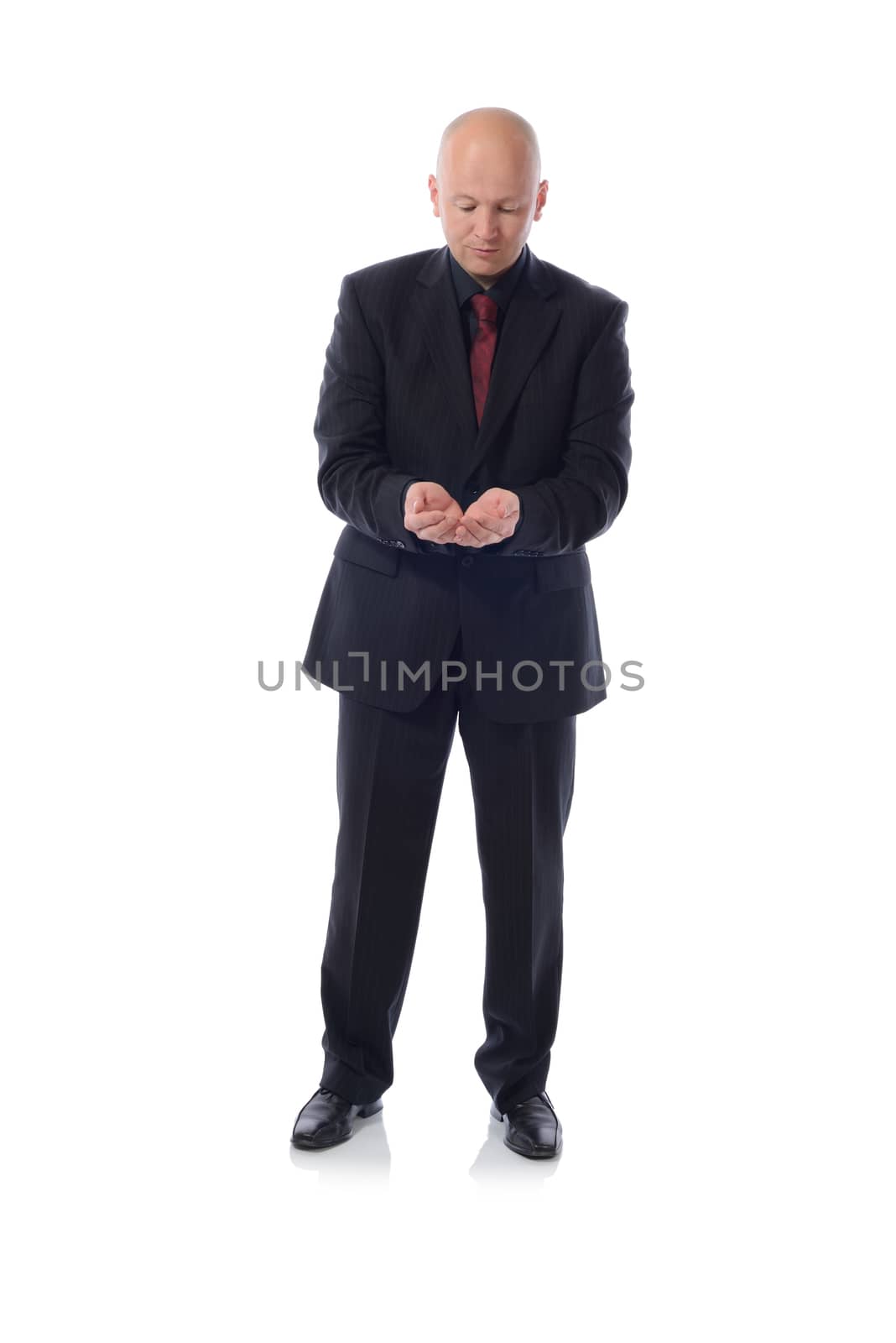 man in suit holding by hyrons