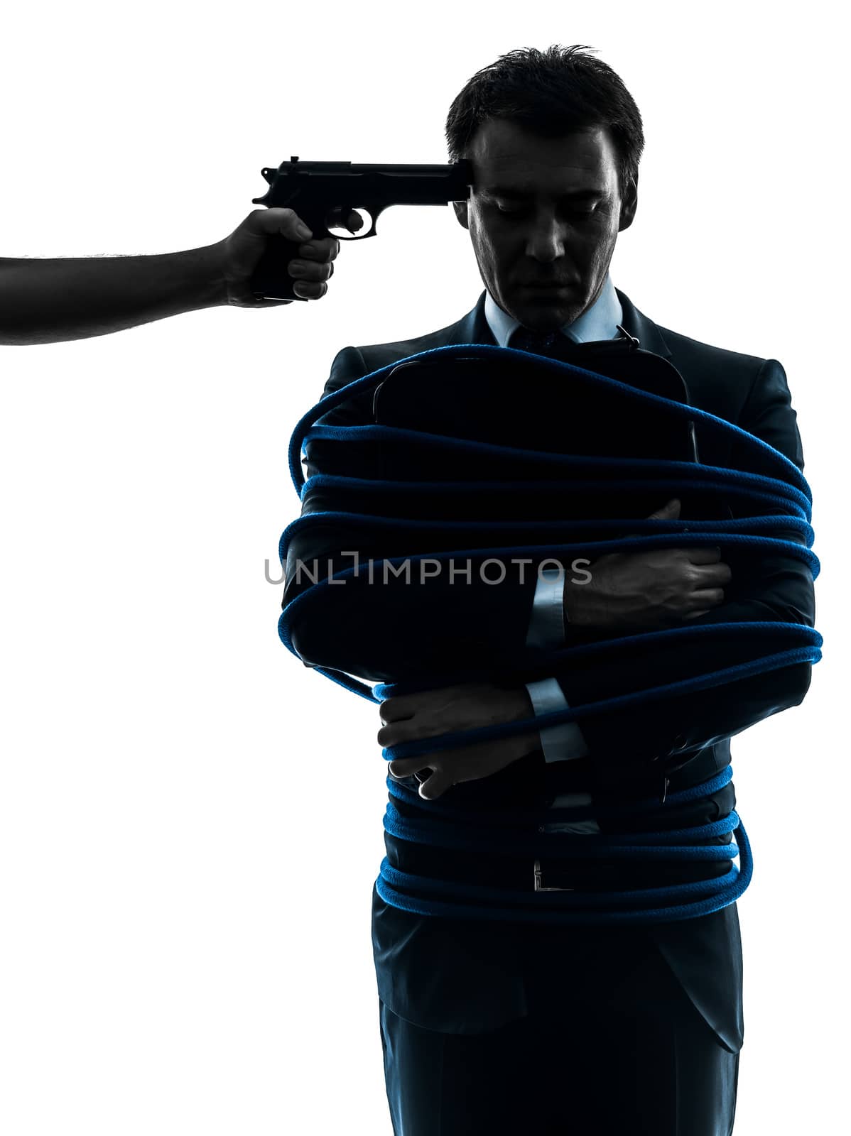 captive hostage business man silhouette by PIXSTILL