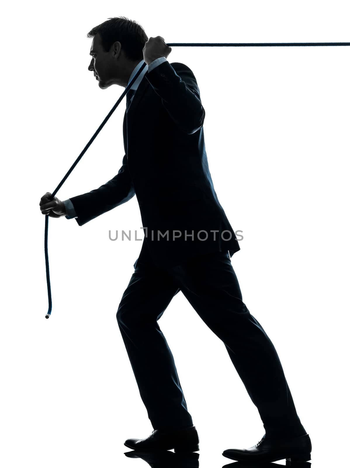 business man pulling a rope silhouette by PIXSTILL