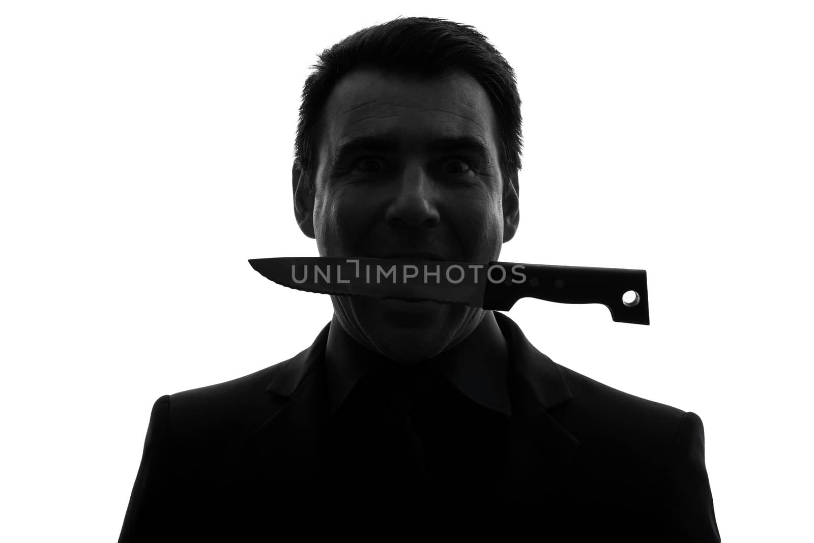  man biting knife silhouette by PIXSTILL