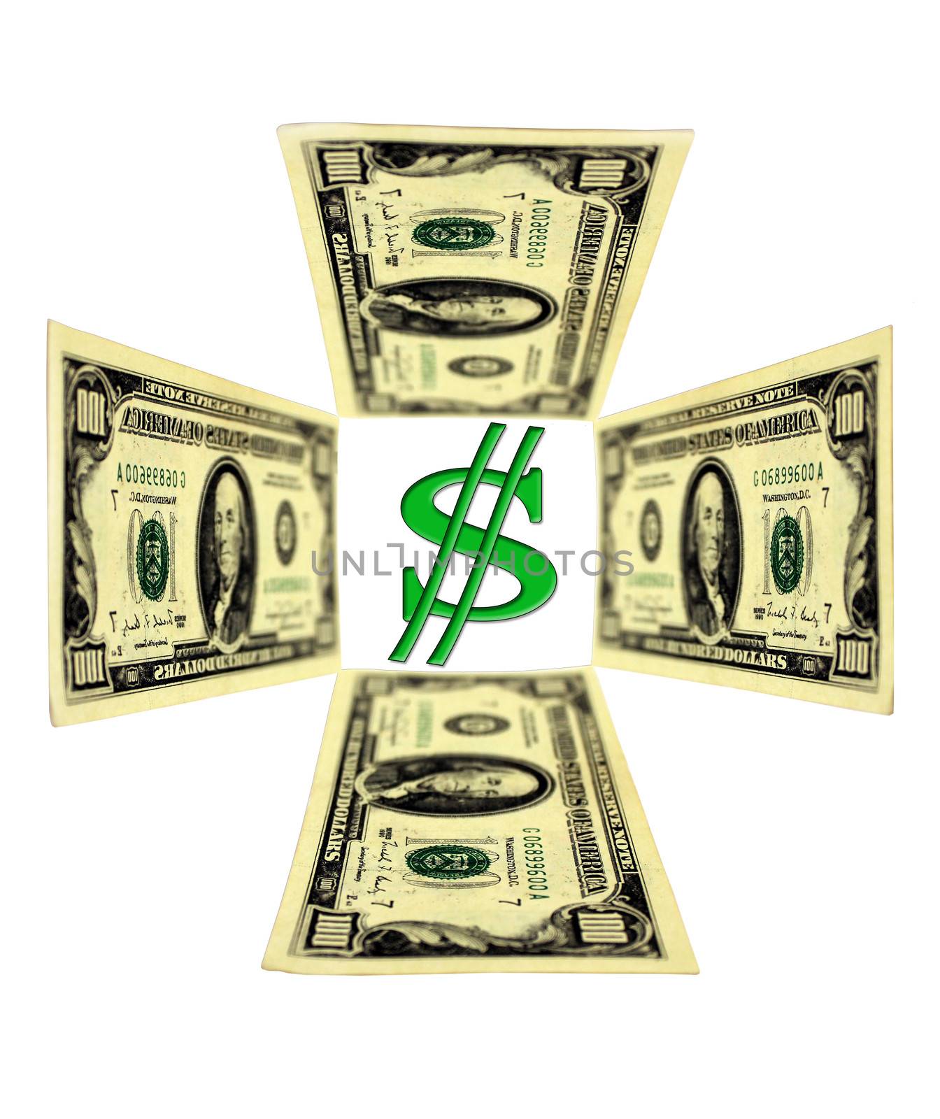 four dollar banknotes in shape of cross by alexmak