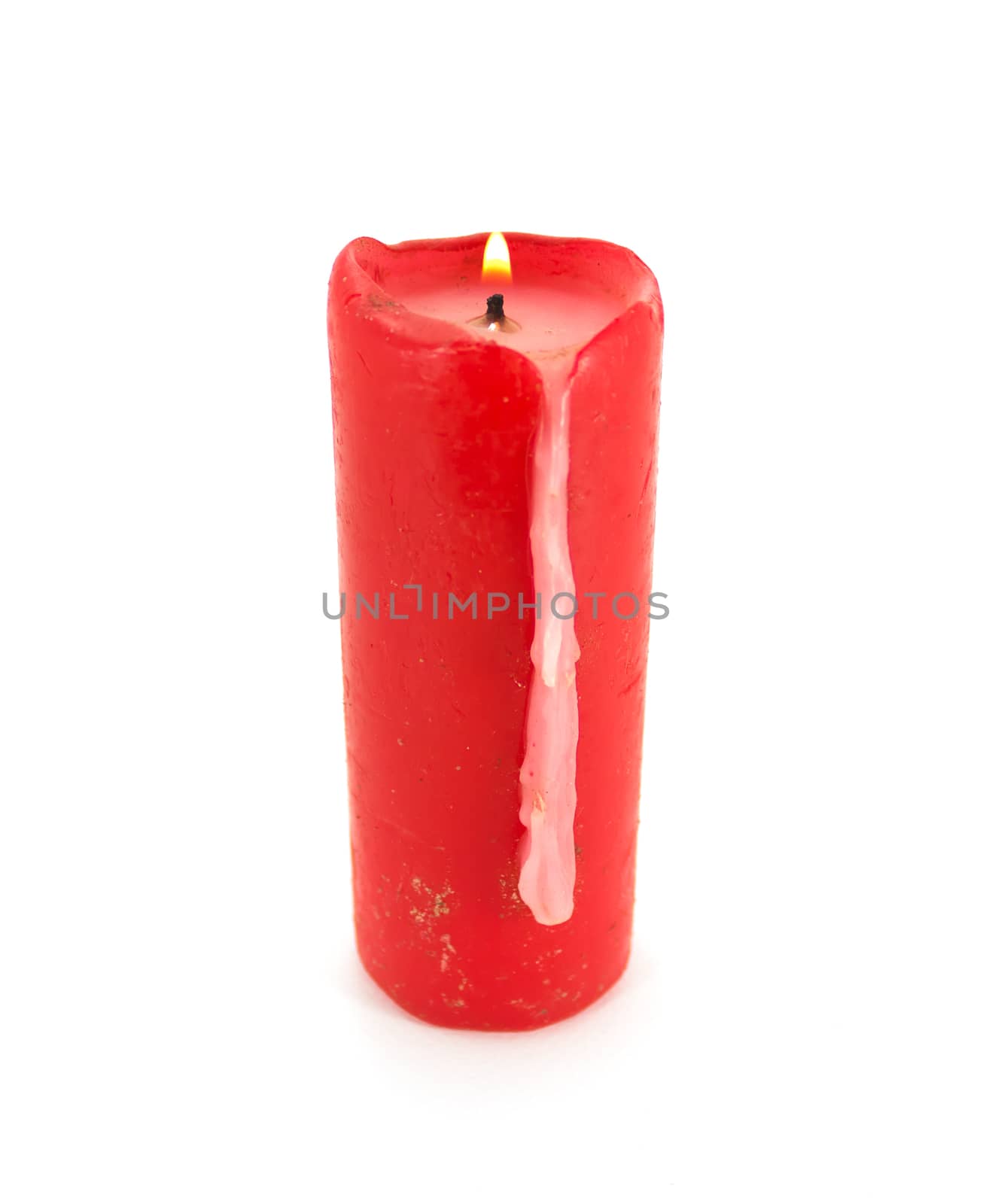 Burning red wax candle by dontpoke