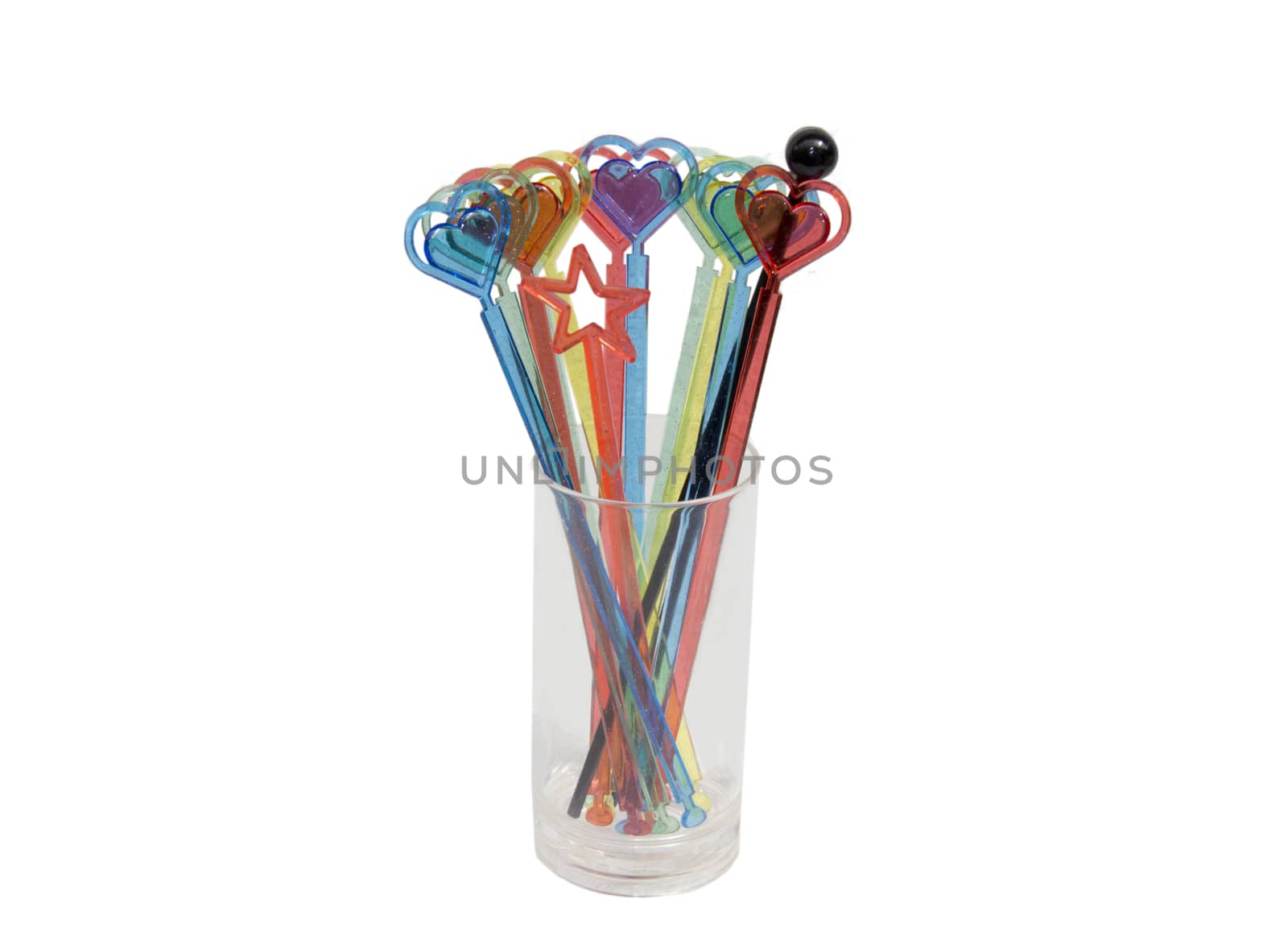 Drink stirrers in a glass