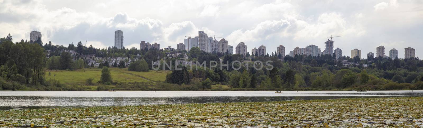 Burnaby BC Canada Downtown City Skyline from Deer Lake Panorama