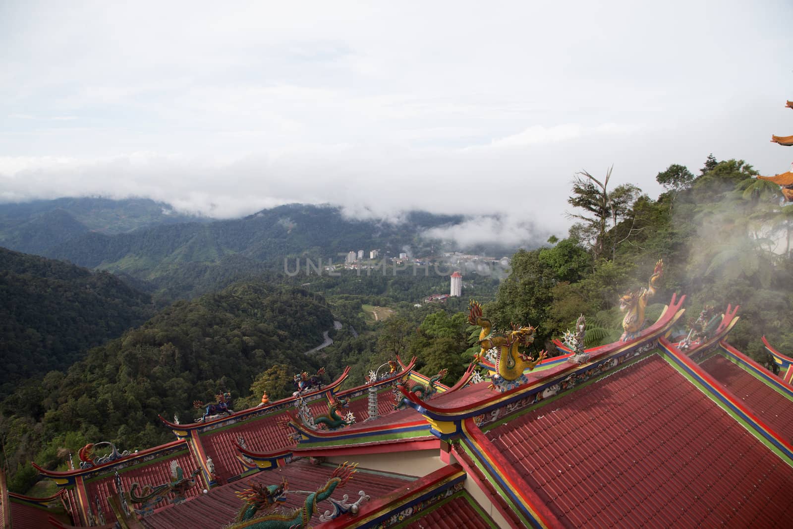 Chinese Temple roof with dragon at Chin Swee Caves Temple, Malaysia