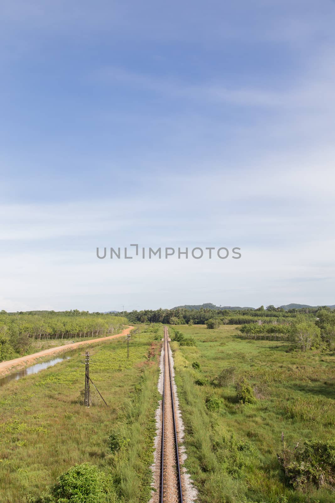 rail road way and landscape in yala, thailand