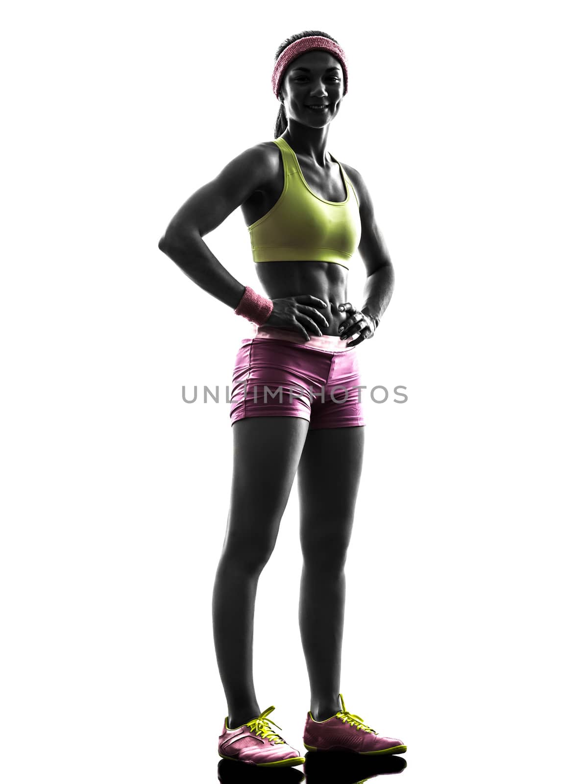 woman runner exercising posing  silhouette by PIXSTILL