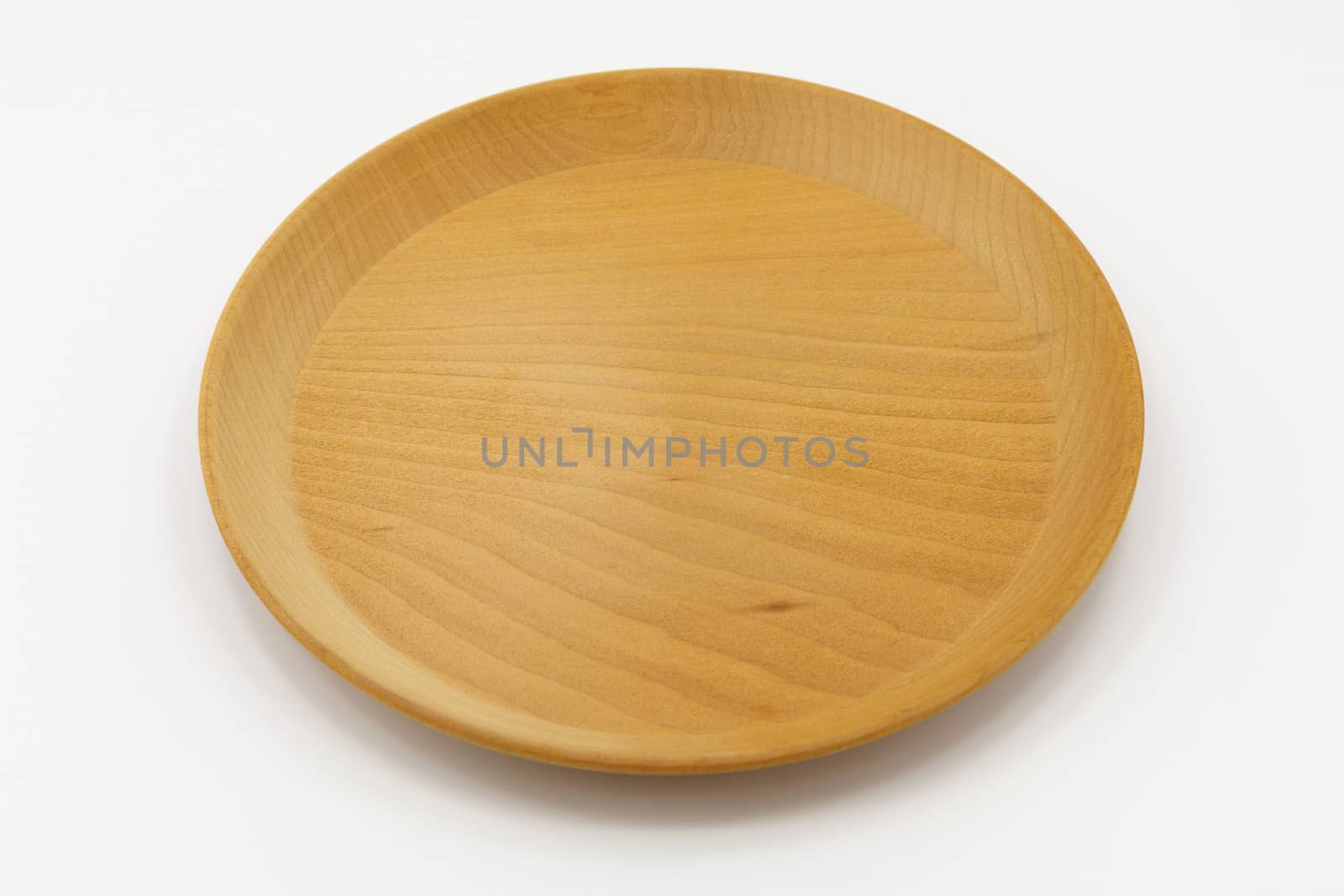 Empty wooden dish isolated on white background