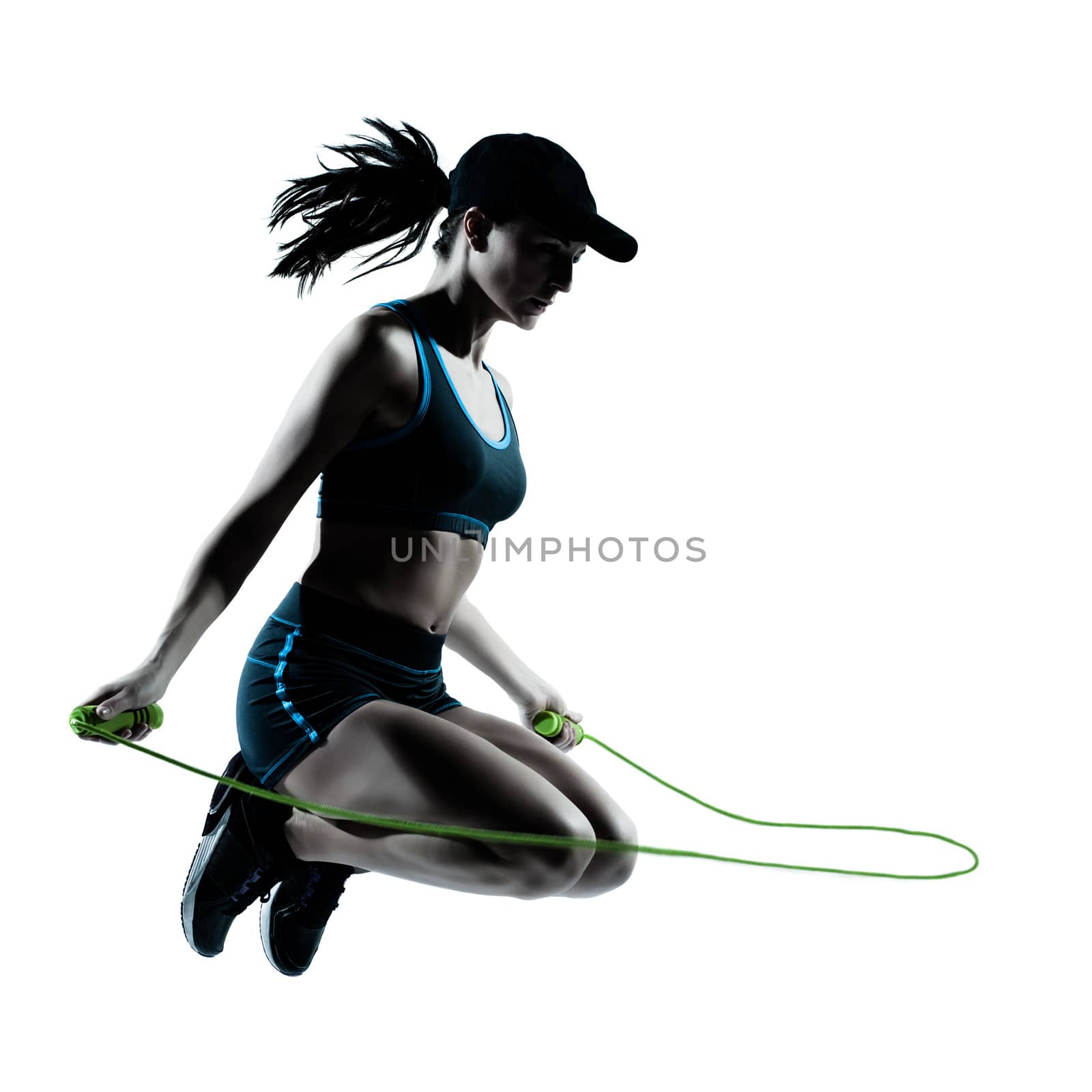 woman runner jogger jumping rope by PIXSTILL