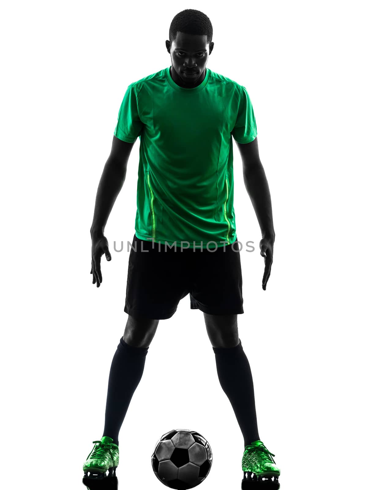 african man soccer player  standing silhouette by PIXSTILL