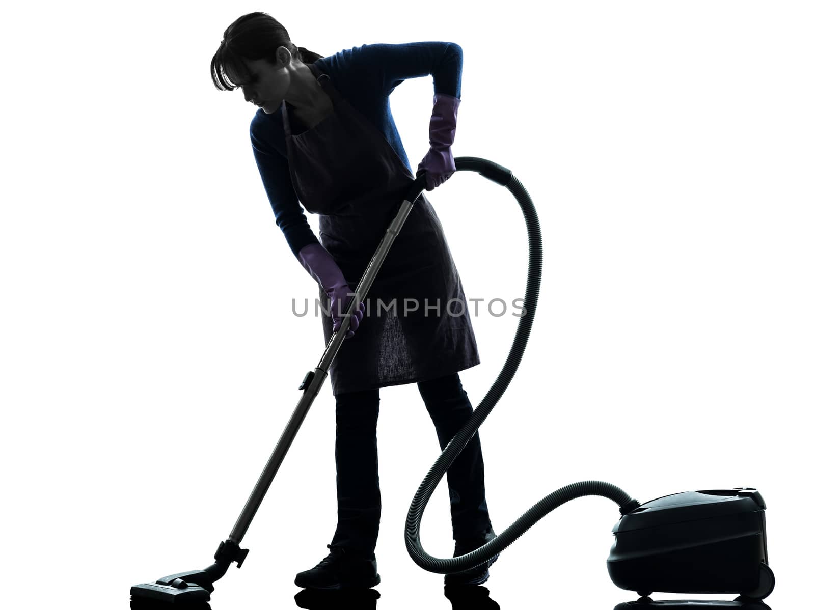 woman maid housework Vacuum Cleaner silhouette by PIXSTILL