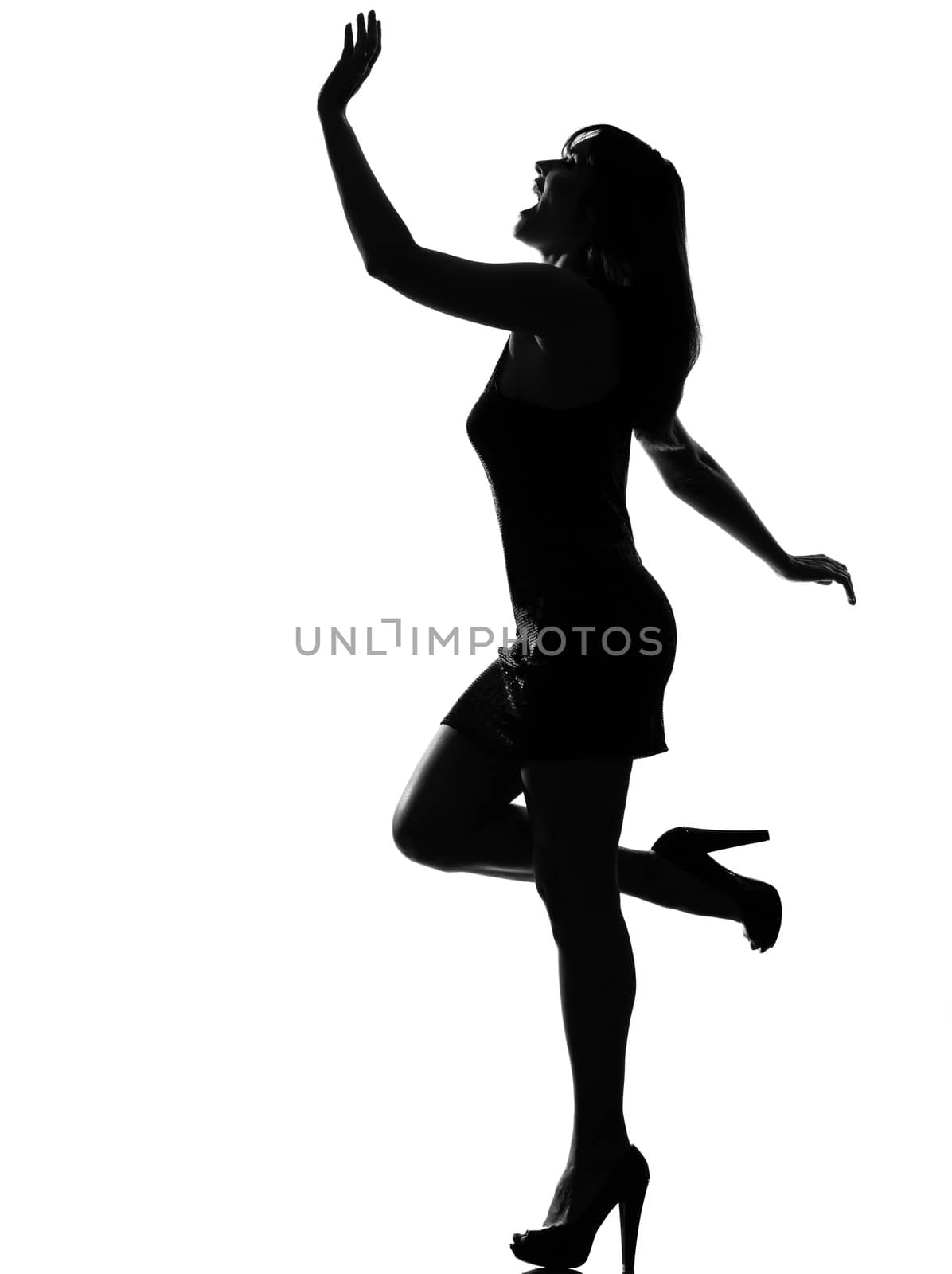 stylish silhouette woman dancing happy by PIXSTILL