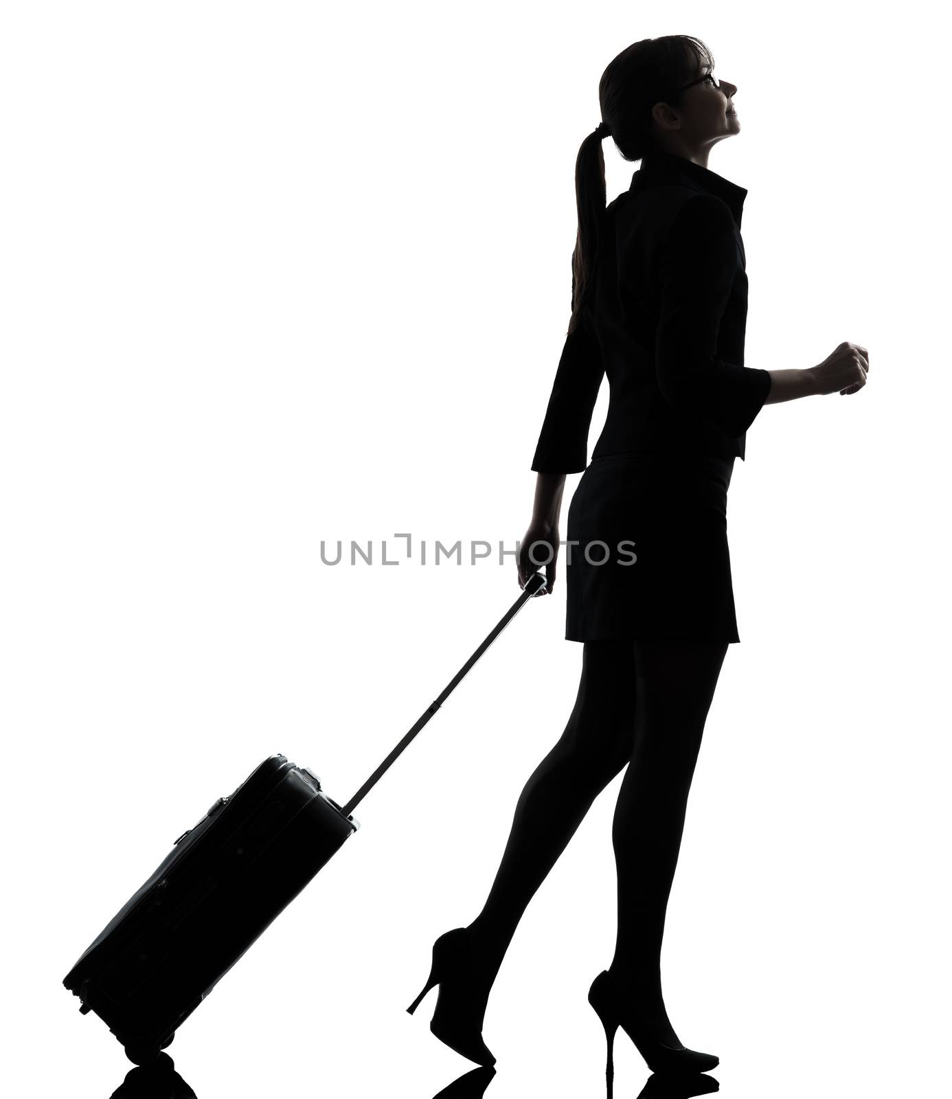 business woman  traveling walking   silhouette by PIXSTILL