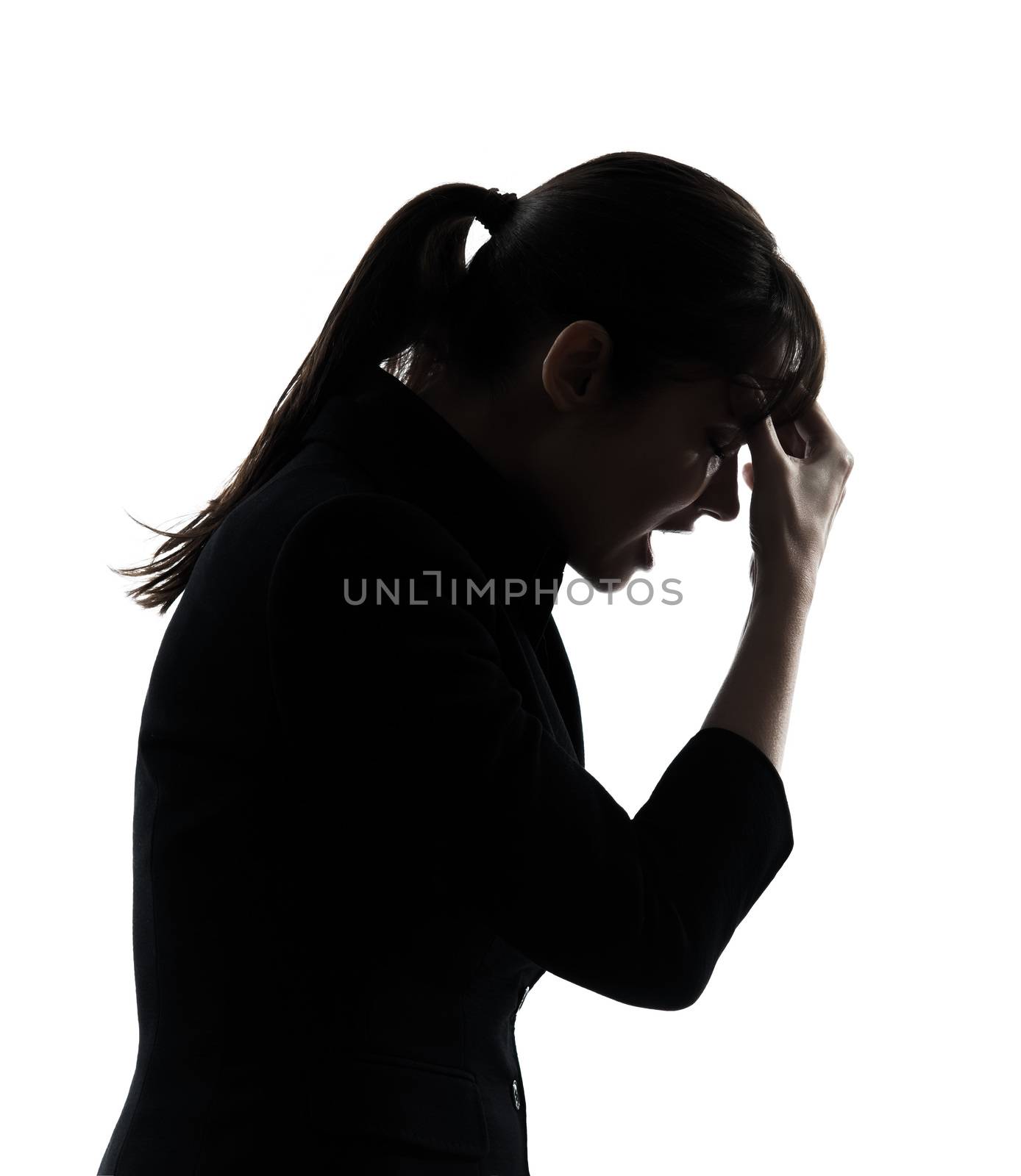 business woman headache tired silhouette by PIXSTILL
