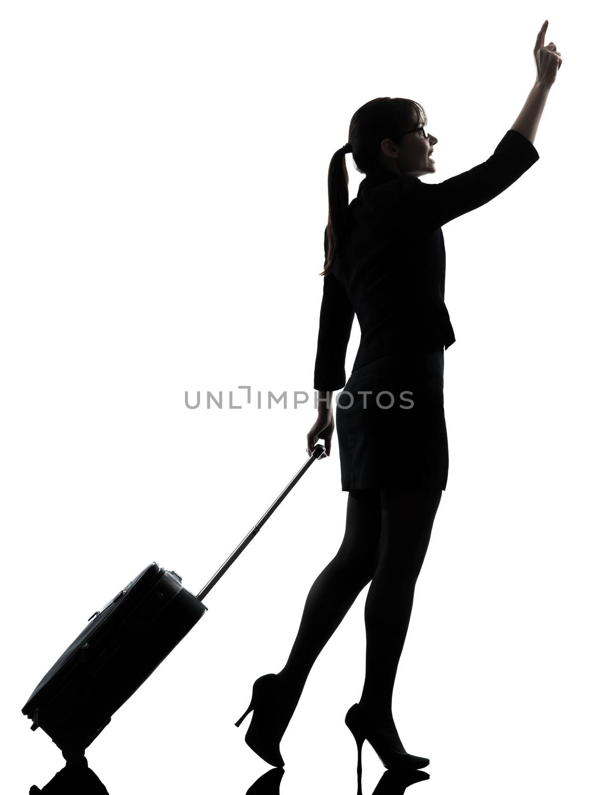business woman  traveling walking   hailing silhouette by PIXSTILL