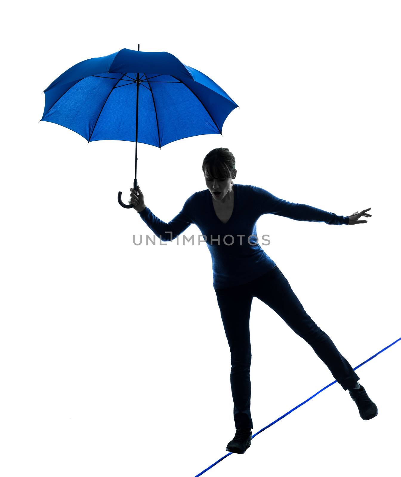 woman holding umbrella silhouette by PIXSTILL