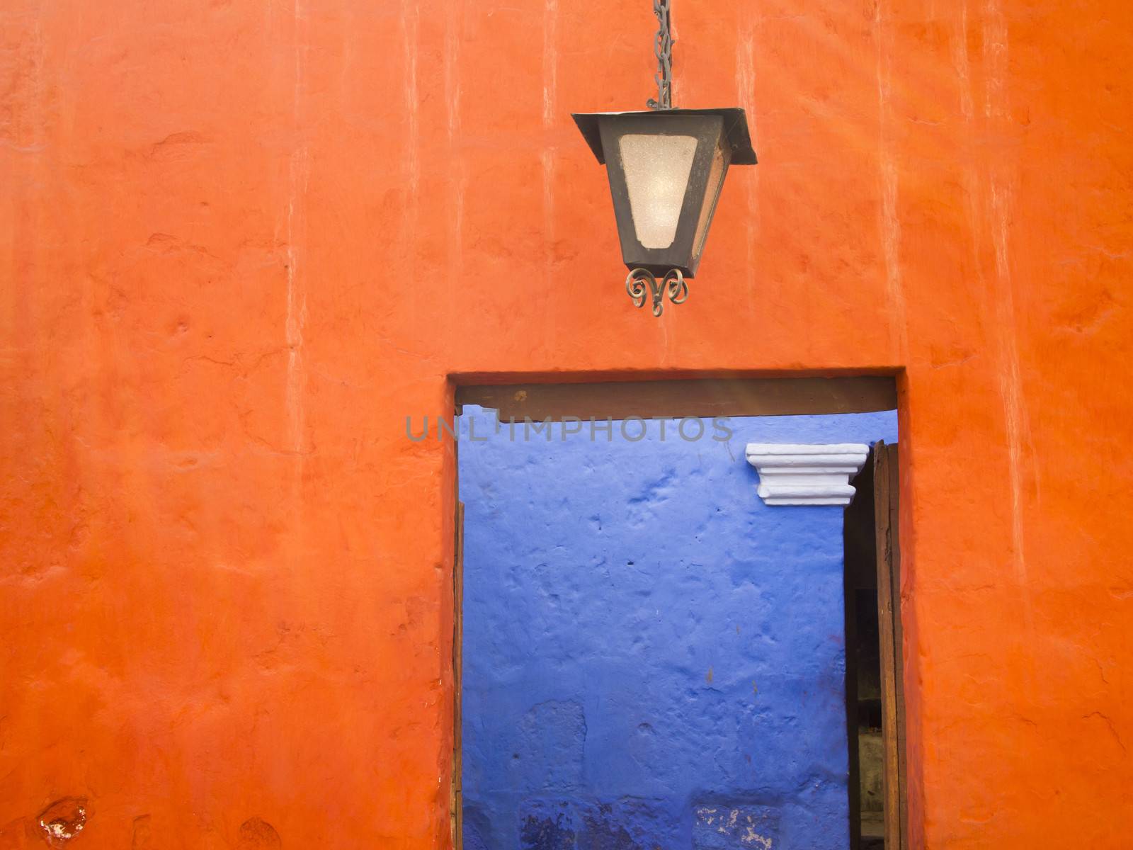 Colorful door at Santa Catalina Monastery in Arequipa Peru