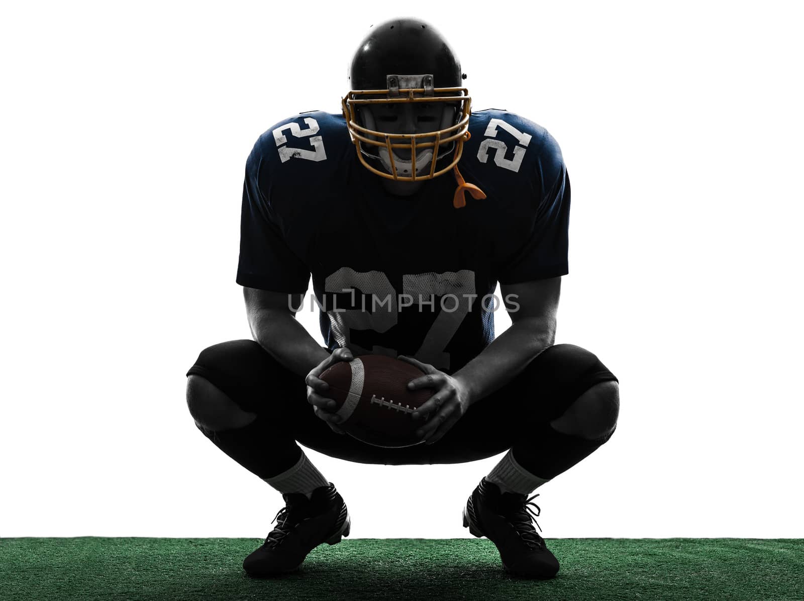 american football player man crouching silhouette by PIXSTILL