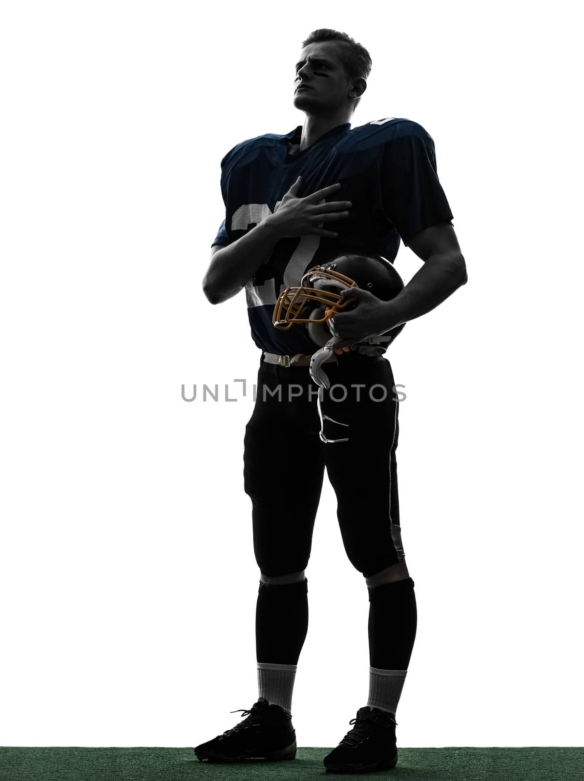 american football player man hand on heart silhouette by PIXSTILL