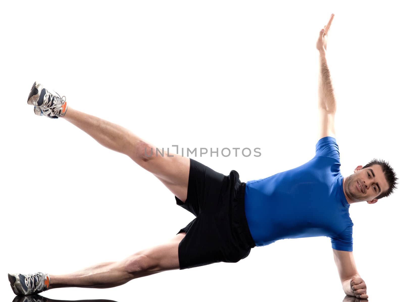 man exercising workout fitness posture abdominals push ups by PIXSTILL