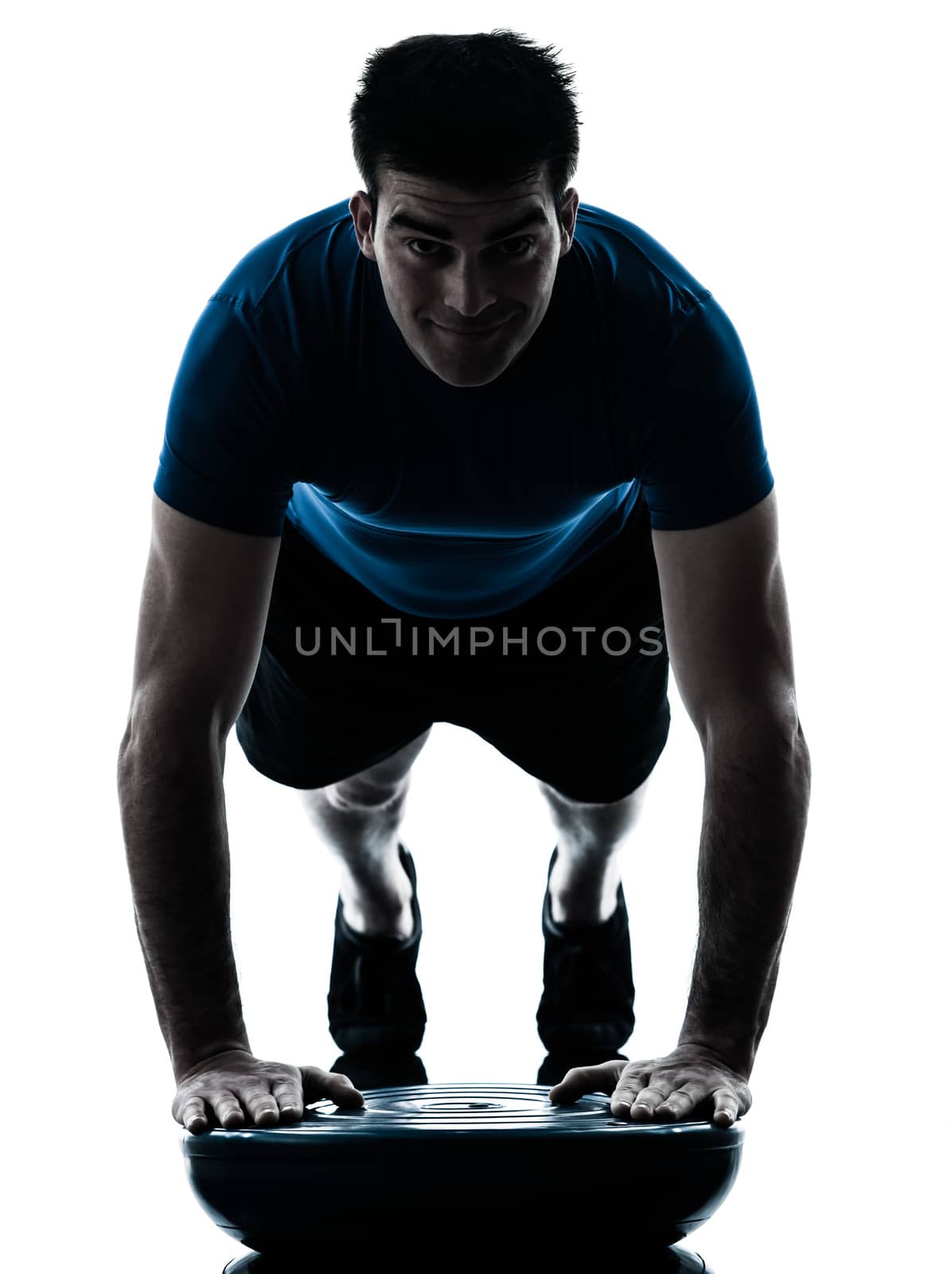 man exercising bosu push ups workout fitness posture by PIXSTILL